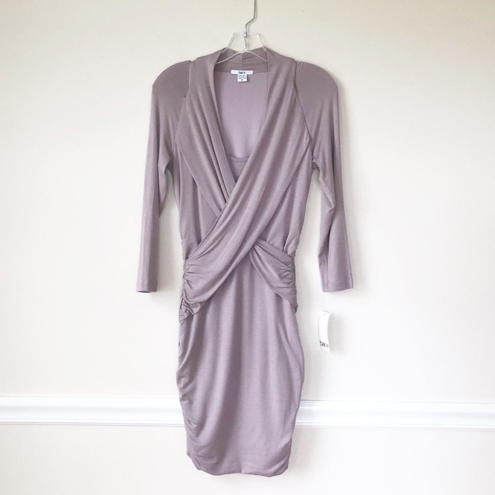 Bar lll Dress Long Sleeve Stretchy Ruched Size Medium NWT Bodycon Lilac